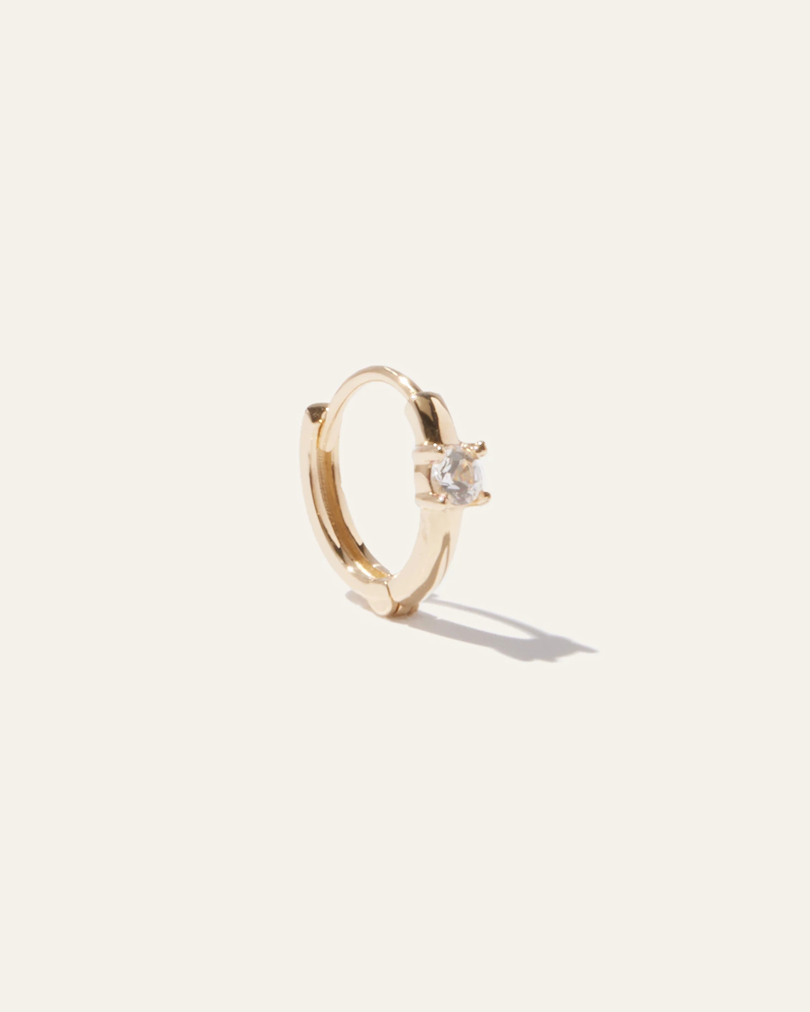 14K Gold Gemstone Solo Mini Hoop | Quince