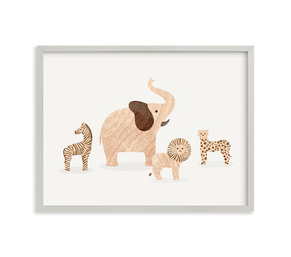 Minted® Wooden Safari Animals Framed Art by Dani Lugato | Pottery Barn Kids