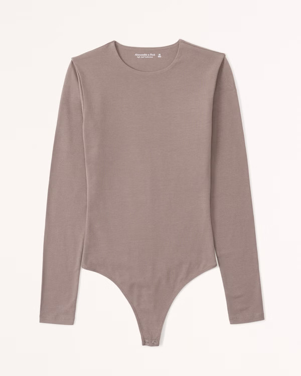 Long-Sleeve Cotton Seamless Fabric Crew Bodysuit | Abercrombie & Fitch (US)