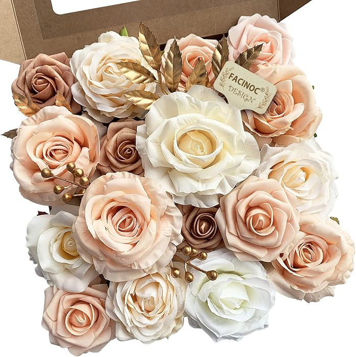 Roses Artificial Flowers Bouquet Combo Box Set Fake Flower Bulk for DIY Bridal Baby Shower Decora... | Amazon (US)