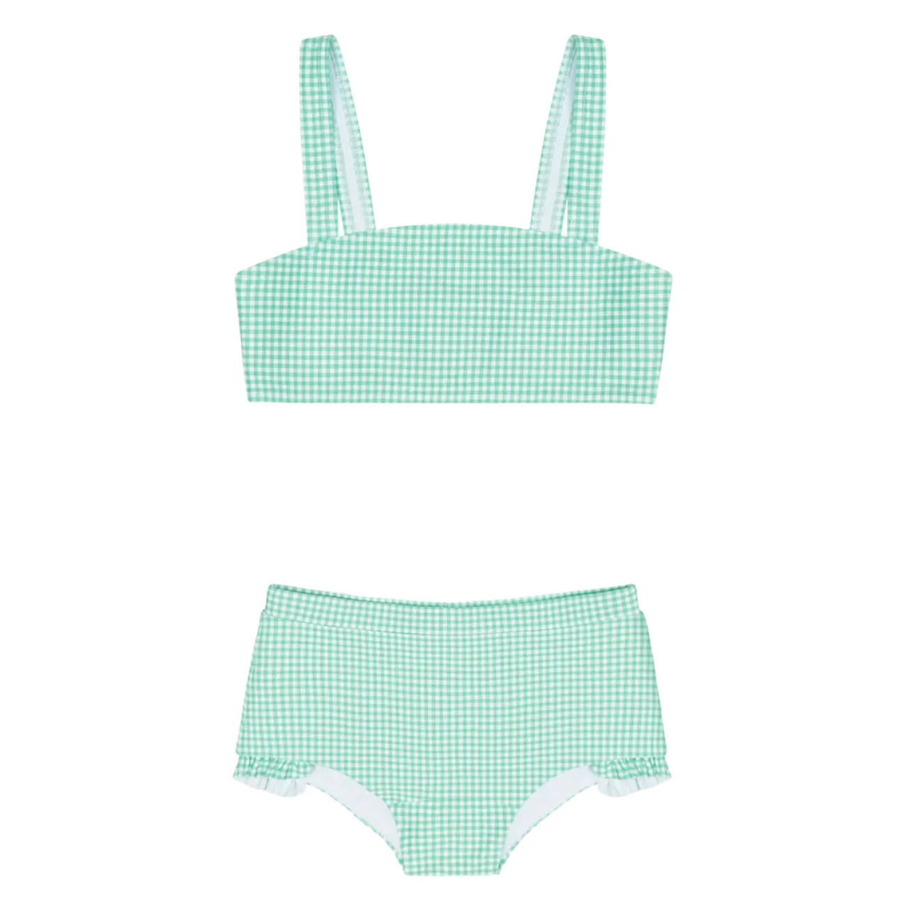 girls gustavia gingham bandeau bikini and swim shorts | Minnow