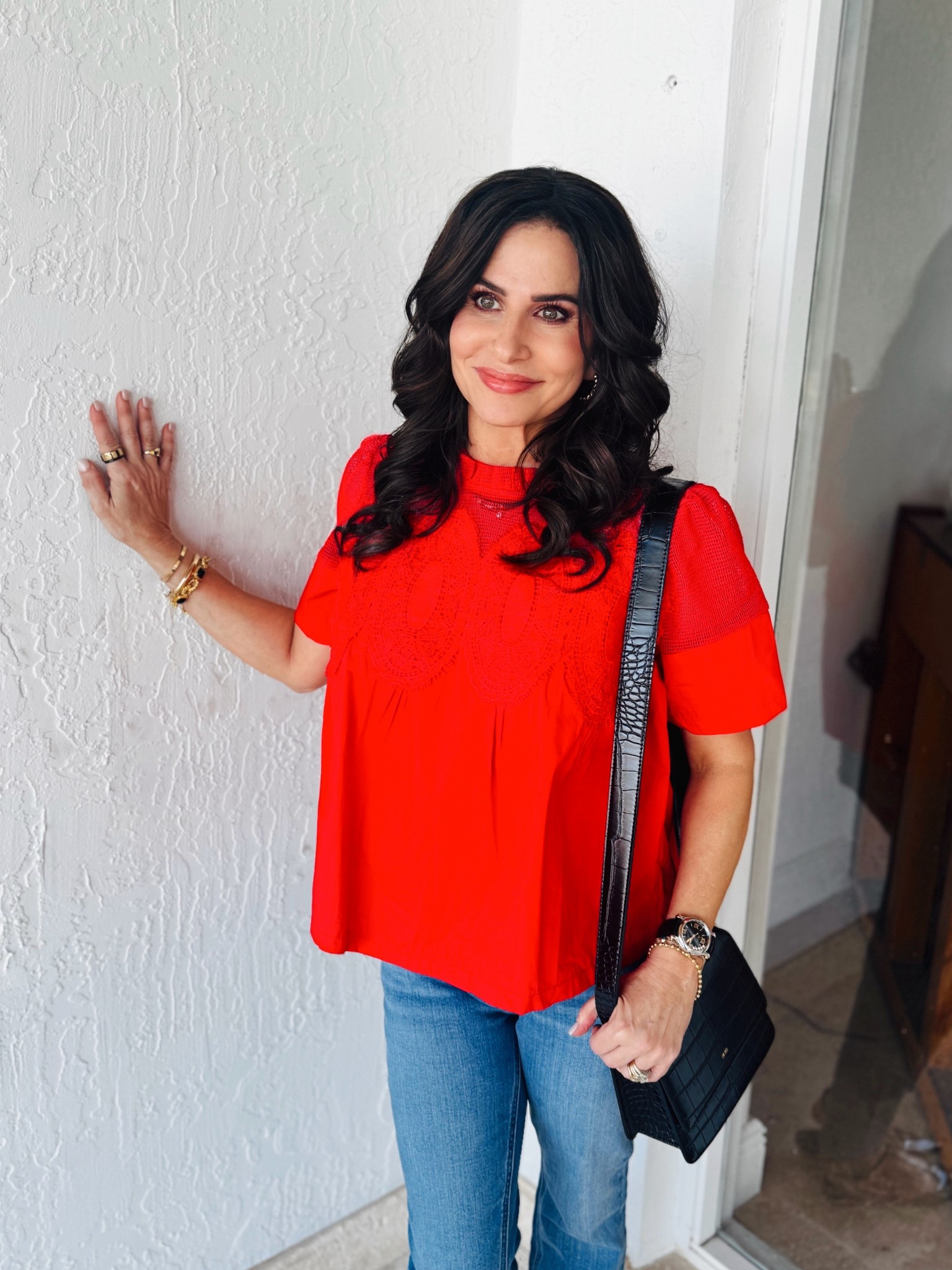 Top size small . It is a FP dupe - do similar but for a lot less . Jeans 25p 

#LTKOver40 #LTKValentine #LTKootd