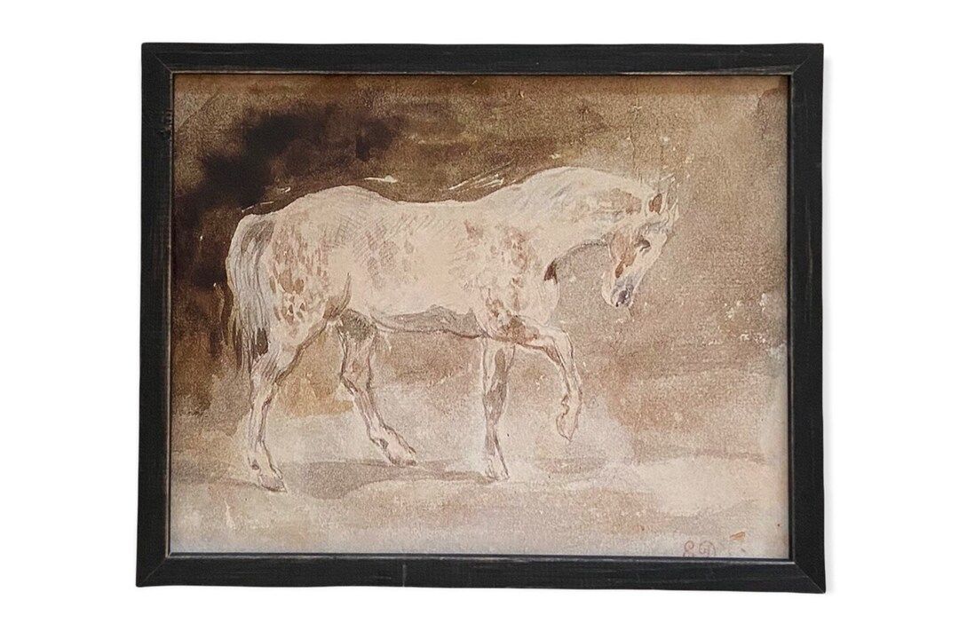 Vintage Framed Canvas Art  // Framed Vintage Print // Vintage Painting // Horse Art// Farmhouse p... | Etsy (US)