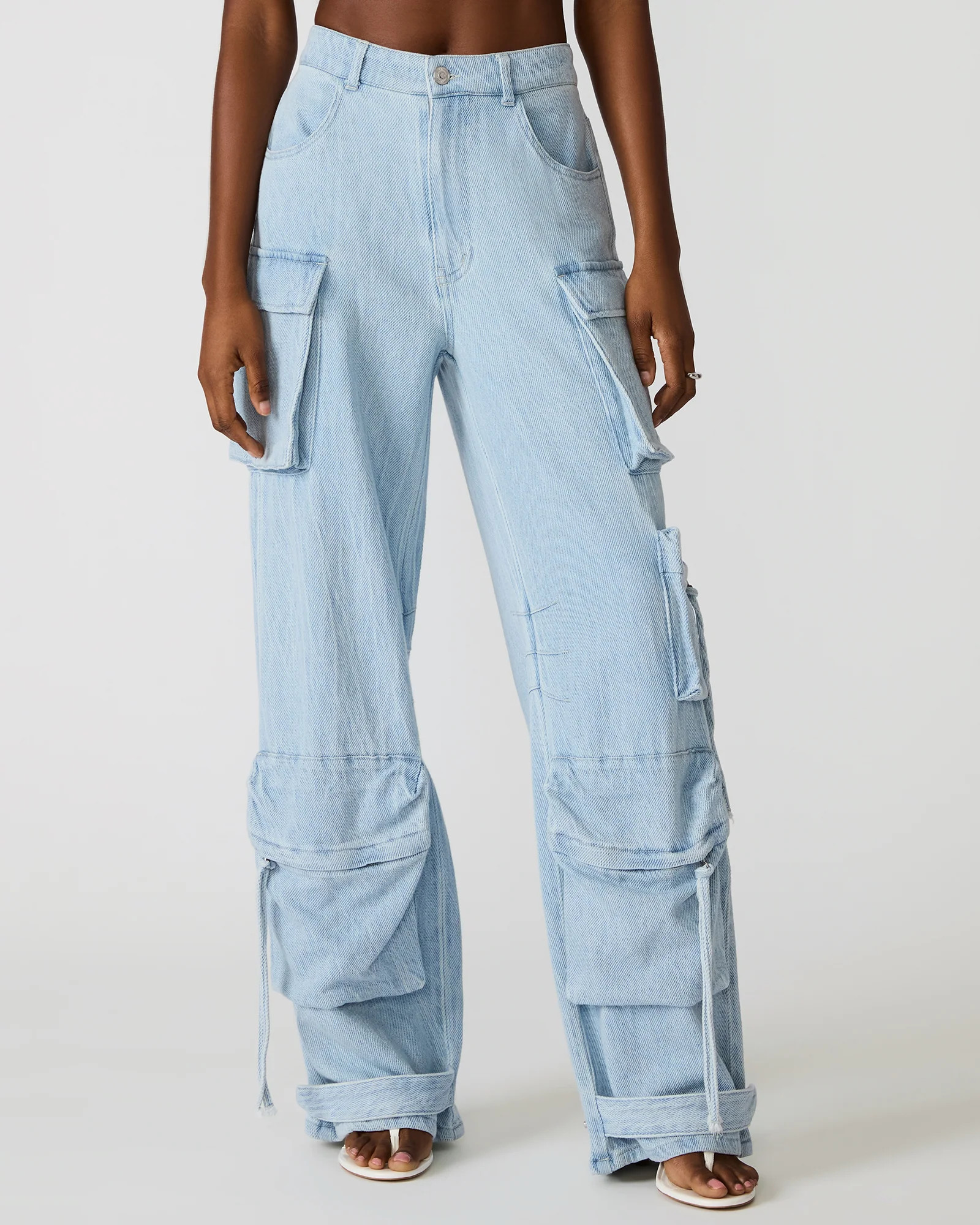 DUO Faded Blue Denim Women's Utility Cargo Pants | Steve Madden (US)
