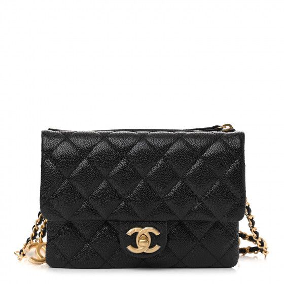 CHANEL Grained Shiny Calfskin Pick Me Up Flap Belt Bag Black | FASHIONPHILE | Fashionphile