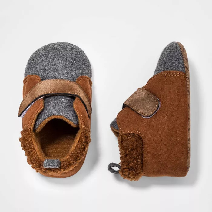 Baby Girls' Sherpa High Top Sneakers - Cat & Jack™ Brown | Target