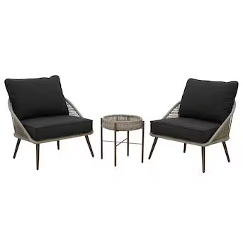 Origin 21 Plymouth Cove 3-Piece Wicker Patio Conversation Set with Gray Cushions | Lowe's