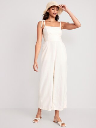 Linen-Blend Tie-Shoulder Corset Cami Jumpsuit for Women | Old Navy (US)