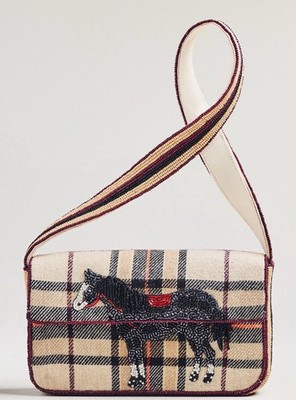 Anthropologie The Fiona Beaded Bag: Animal Edition Horse Plaid Riding Equestrian | eBay US