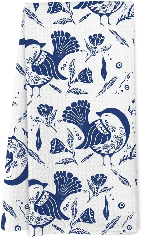 Chinoiserie Blue and White Bird Kitchen Towels, Blue White Floral Birds Decorative Dish Hand Tea ... | Amazon (US)