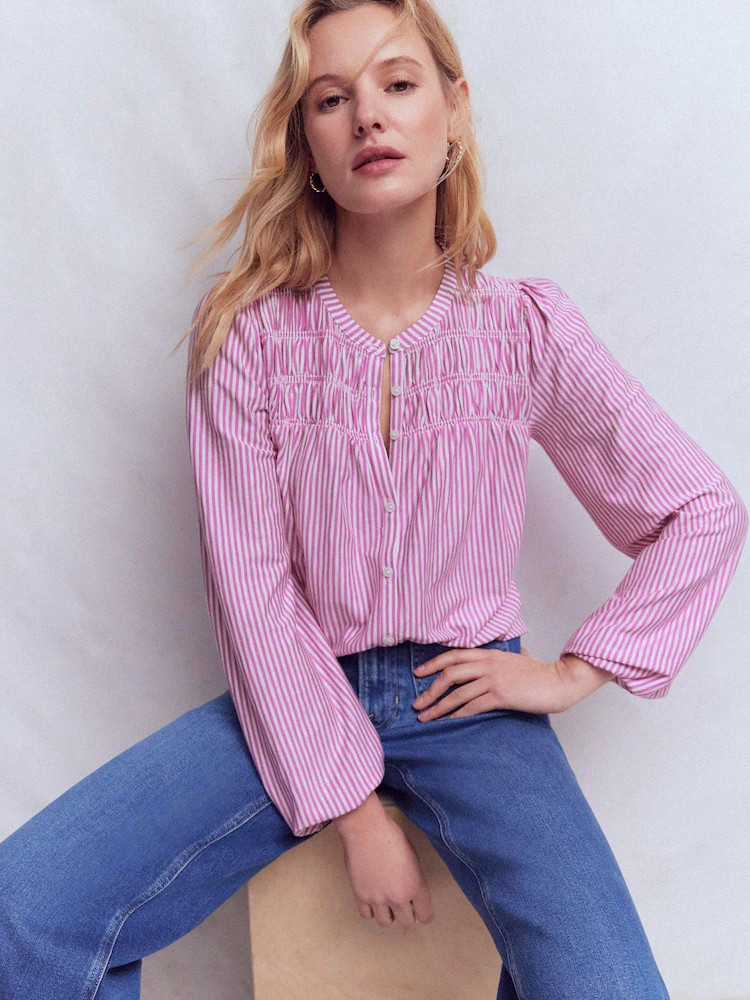 Boden Mya Smocked Jersey Shirt | Next EU