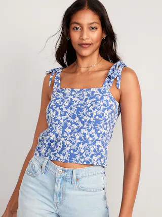 Matching Tie-Shoulder Cropped Dobby Corset Cami Top for Women | Old Navy (US)