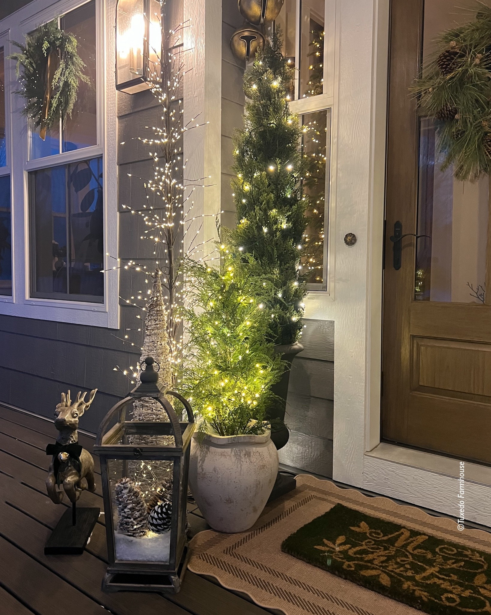 My front porch all aglow with twinkle trees, cedar shrubs and trees and the cutest reindeer decor  

#LTKHoliday #LTKSeasonal #LTKHome