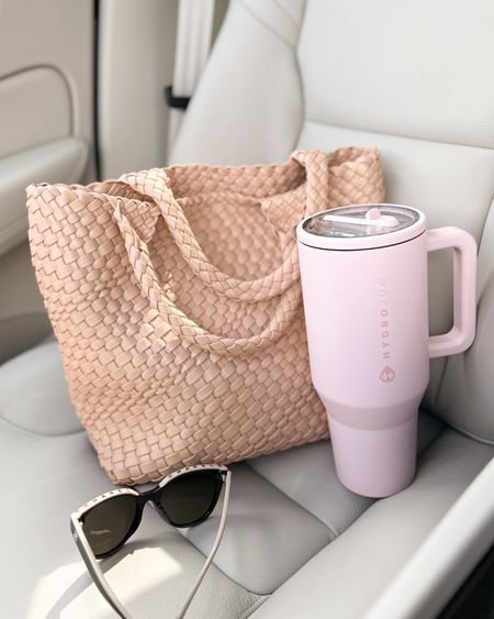 This 40 oz hydrojug has been my new go-to tumbler! You can hide the straw and it’s leakproof (perfect to just throw in your bag!) it’s also the cutest shade of pink ever! 

Amazon finds, front seat situation, woven tate bag, Amazon handbags, pink sand, Chanel sunglasses, neutral accessories, fancythingsblog 

#LTKfindsunder100 #LTKitbag #LTKfindsunder50