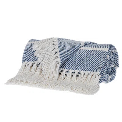 Blue Woven Cotton Striped Throw Blanket | Wayfair North America