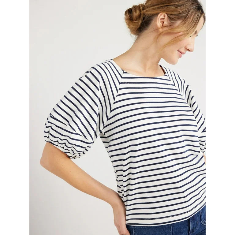 Free Assembly Women’s Cotton Balloon Sleeve Tee, Sizes XS-XXXL | Walmart (US)