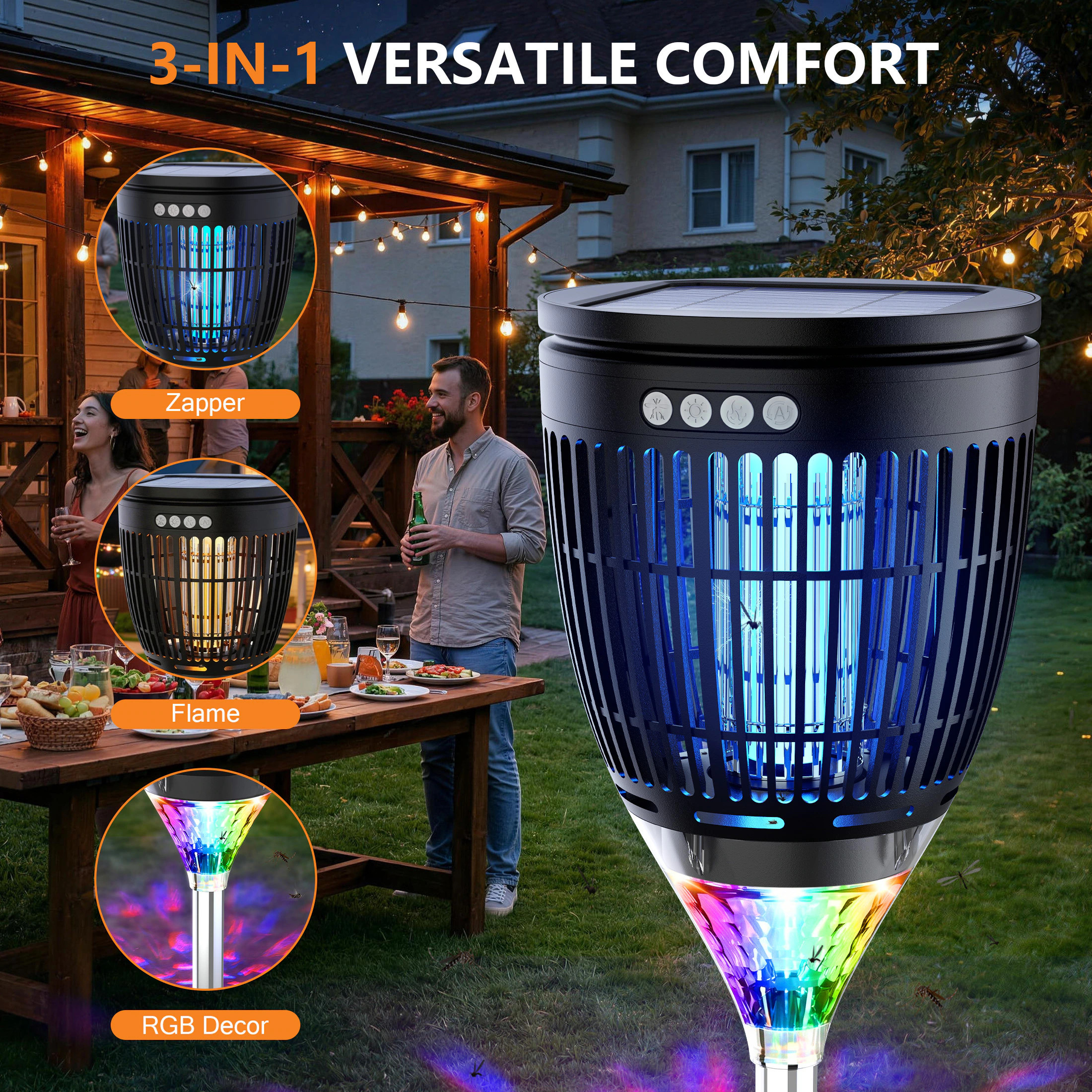 Anysun 2026 Upgraded Bug Zapper Outdoor and Indoor 4200V High Powered Mosquito Killer with 1-Acre Protection Smart Auto Mode and IPX5 Waterproof | Lowe's