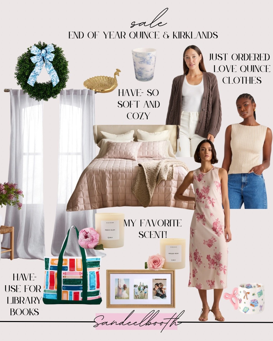 End-of-Year Sale finds I actually own + love 🤍
Quince & Kirkland’s are two of my go-to spots for timeless, cozy, and affordable home decor and wardrobe staples, and their end-of-year sales are so good right now.

From buttery-soft Quince sweaters and elevated everyday basics to Kirkland’s cozy bedroom decor, candles, frames, and seasonal accents, these are pieces I use daily — not just pretty things for photos.

✨ Highlights I grabbed + recommend:
• Ultra-soft Quince knitwear & neutral basics
• Affordable luxury bedding + cozy throws
• Quince candles (my favorite scents!)
• Classic frames, baskets & home accents
• Practical totes perfect for library books & errands

If you’re refreshing your home or wardrobe for the new year, this sale is the perfect time to snag high-quality staples that feel warm, intentional, and lived-in — without overspending.

🔗 All my Quince & Kirkland’s end-of-year sale favorites are linked here in LTK!

#LTKHome #LTKmomlife #LTKFindsUnder50