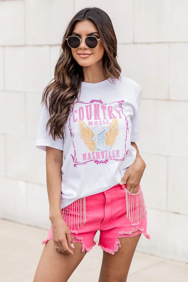 Country Music Nashville White Graphic Tee | Pink Lily