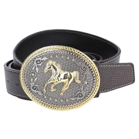 Engraved Animal Horse Oval Cowboy Belt Buckle Rodeo Mens Jeans Leather Belts - Coffee, as describ... | Walmart (US)