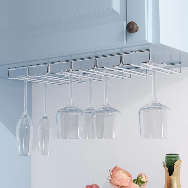 Prewitt Hanging Wine Glass Rack in Silver | Wayfair North America