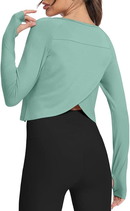 Bestisun Long Sleeve Cropped Tops Athletic Workout Athletic Yoga Gym Crop Tops for Women | Amazon (US)