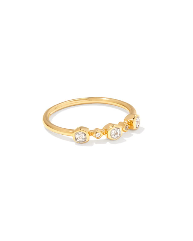 Davie 18k Gold Vermeil Trio Band Ring in White Sapphire | Kendra Scott