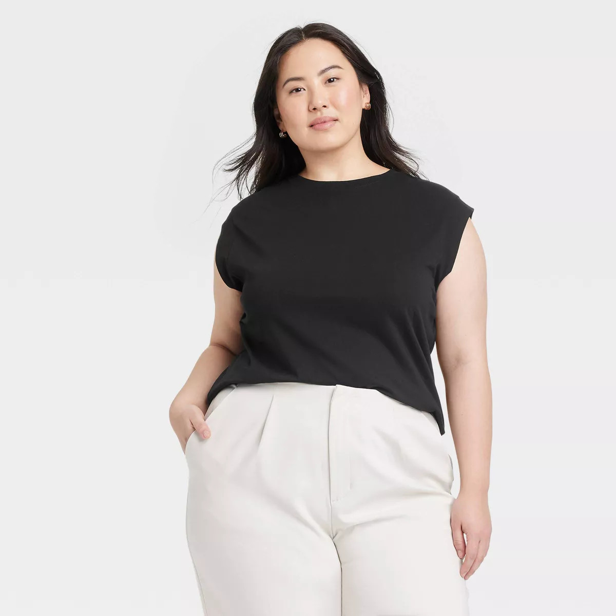 Women's Extended Short Sleeve T-Shirt - A New Day™ Cream 3X | Target