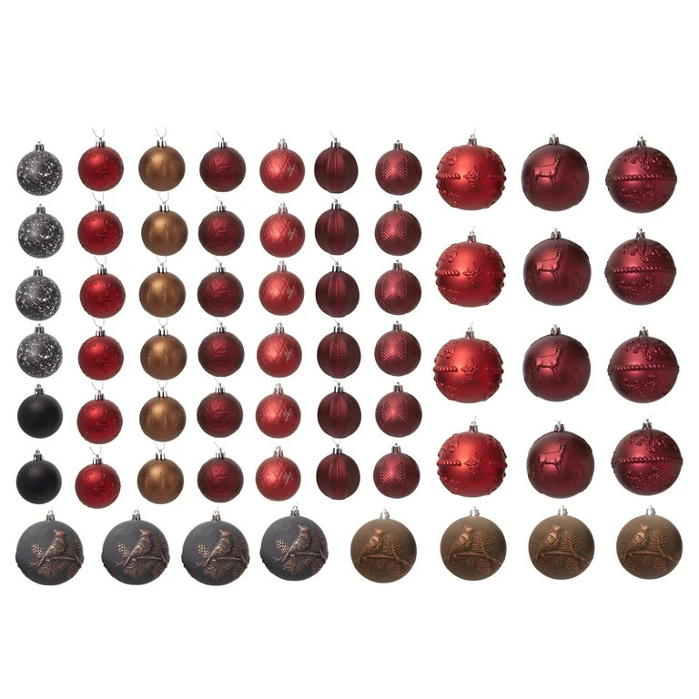 My Texas House Burgundy, Gold, Red and Brown Shatterproof Ornaments, 62 Count | Walmart (US)