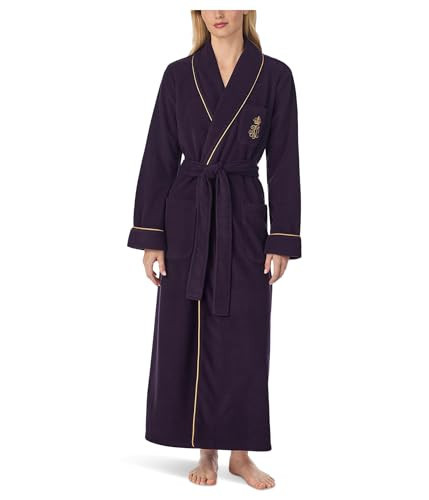 Lauren Ralph Lauren Women's Recycled Polyester Dalton Fleece Robe Aubergin, Medium | Amazon (US)