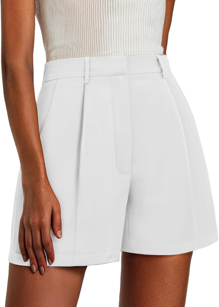 Feiersi Womens Shorts Dressy Casual Elastic Waisted Tailored Work Shorts with Pockets | Amazon (US)