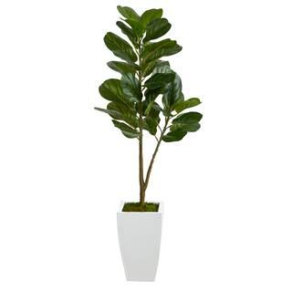 4ft. Fiddle Leaf Fig Tree in White Metal Planter | Michaels Stores