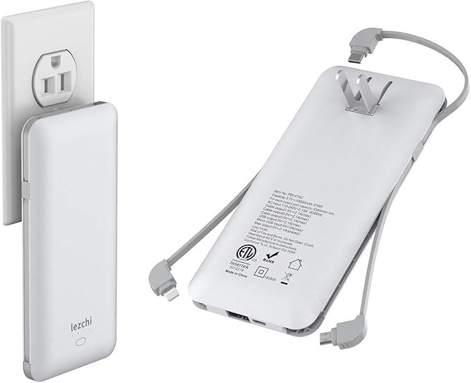 Portable Power Bank, Ultra Slim 10000mAh Portable Charger, USB C External Battery Pack with Built... | Amazon (US)