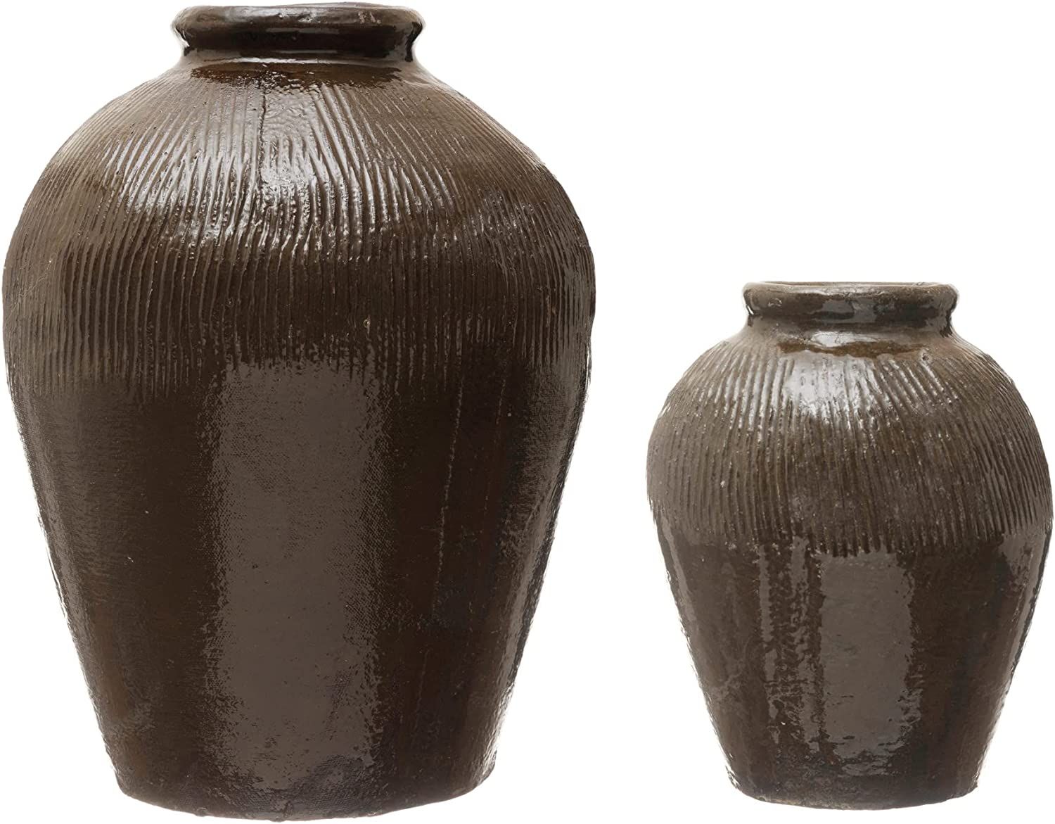 Creative Co-Op Found Decorative Textured Clay Jar, Brown Reactive Glaze | Amazon (US)