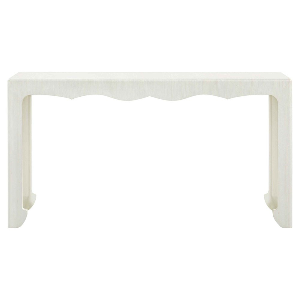 Gianna French Country Sand White Grasscloth Rectangular Console | Kathy Kuo Home
