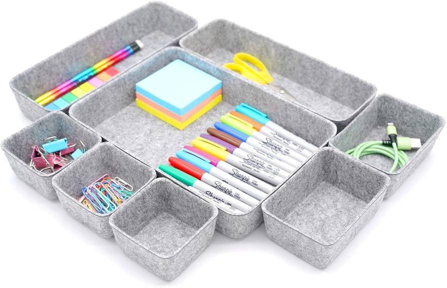 Welaxy Office Drawer Organizers Trays Drawers dividers Felt Storage Bins Organizer bin for Jewelr... | Amazon (US)