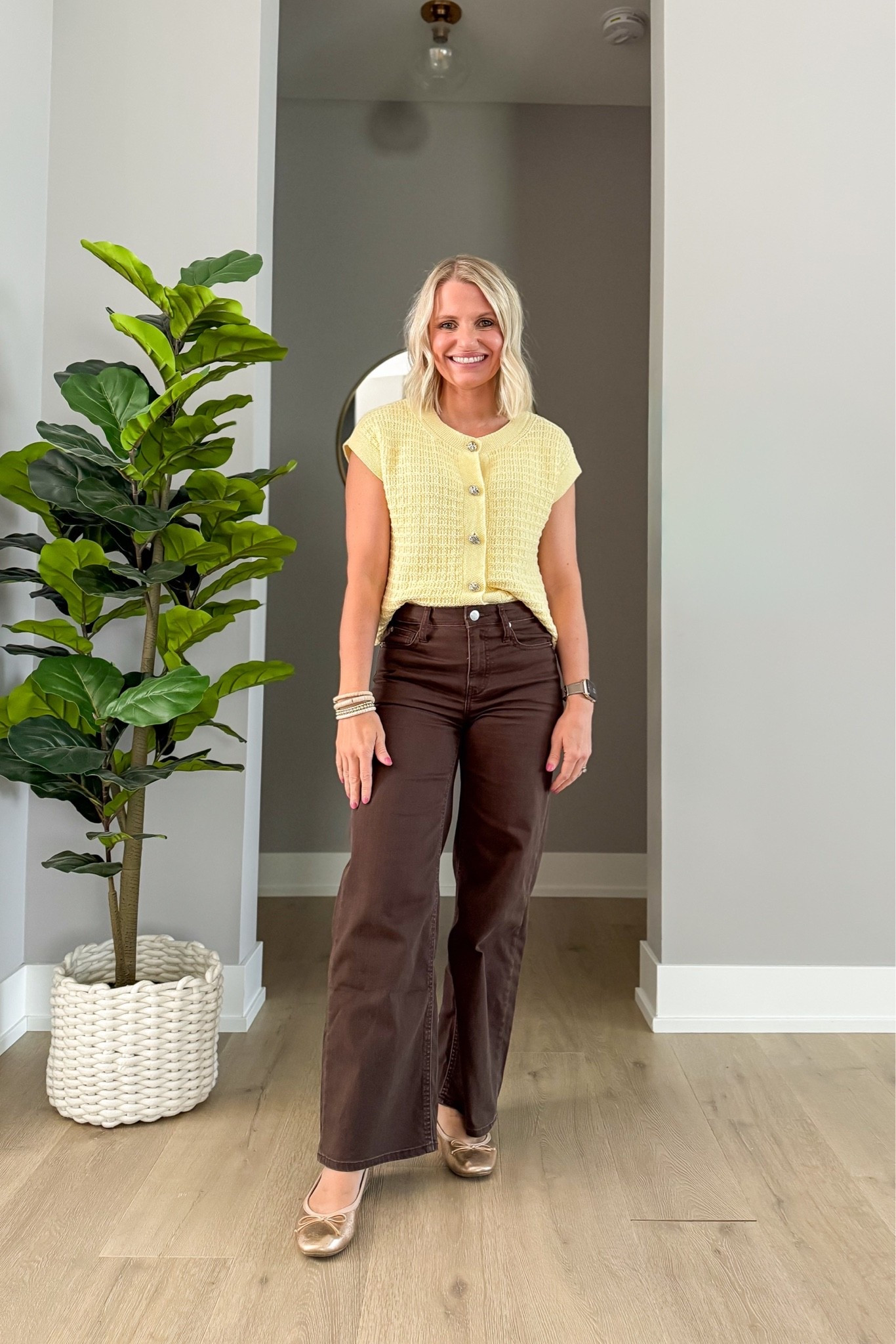 I love brown and butter yellow mixed together for fall! 
Top-small (color unavailable, linked similar)
Brown jeans- 25/short (color out of stock, check for a restock)

#LTKOver40 #LTKSeasonal #LTKPetite