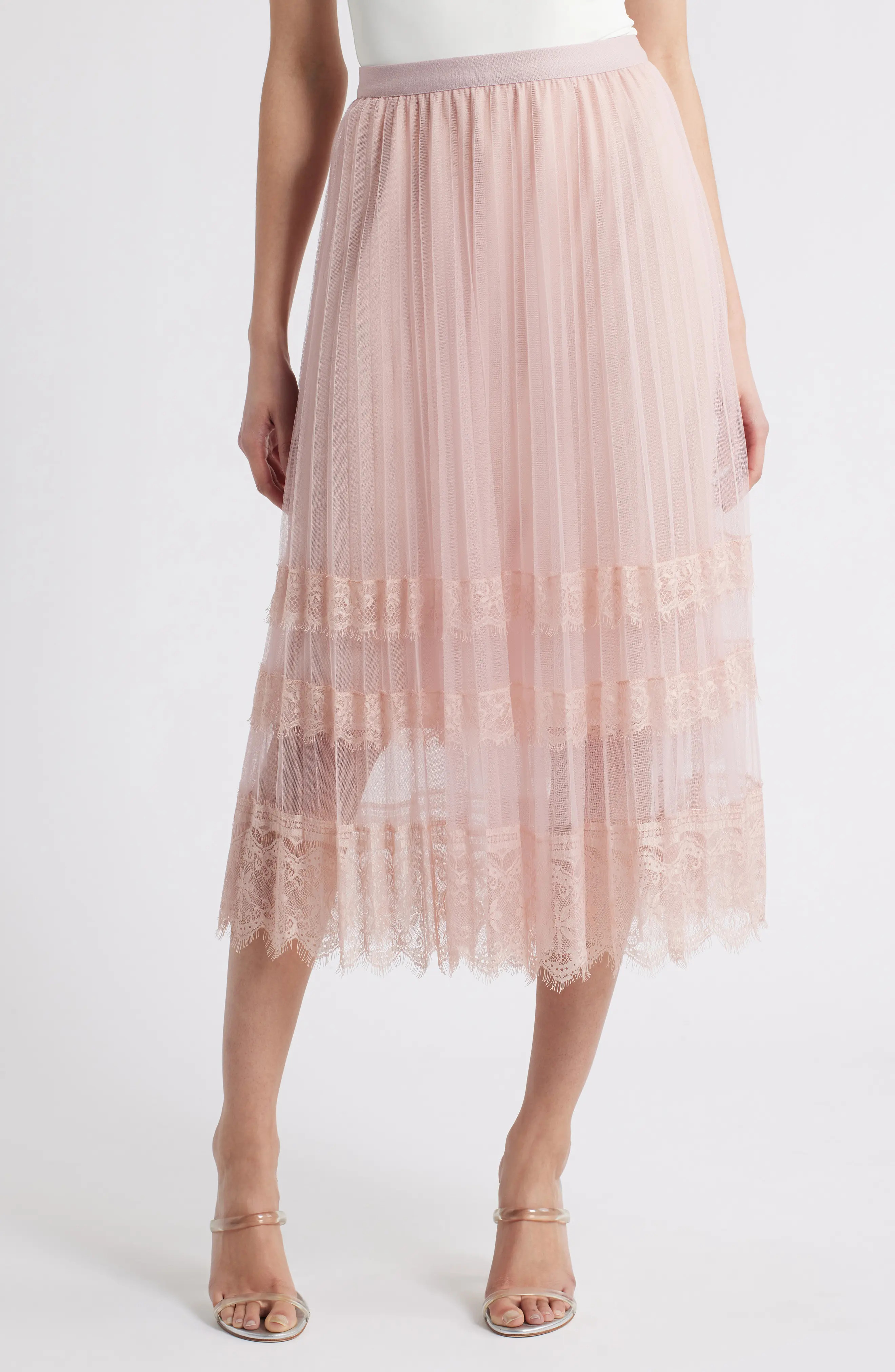 NIKKI LUND Tove Lace Tulle Skirt in Ivory at Nordstrom, Size Small | Nordstrom