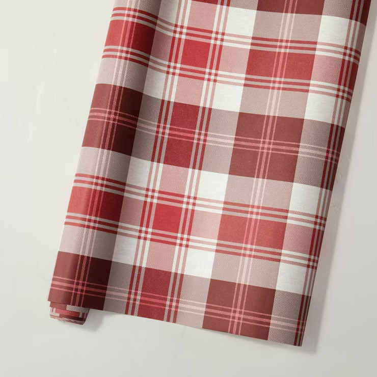 Tartan Plaid Printed Holiday Gift Wrap Red/White - Hearth & Hand™ with Magnolia | Target