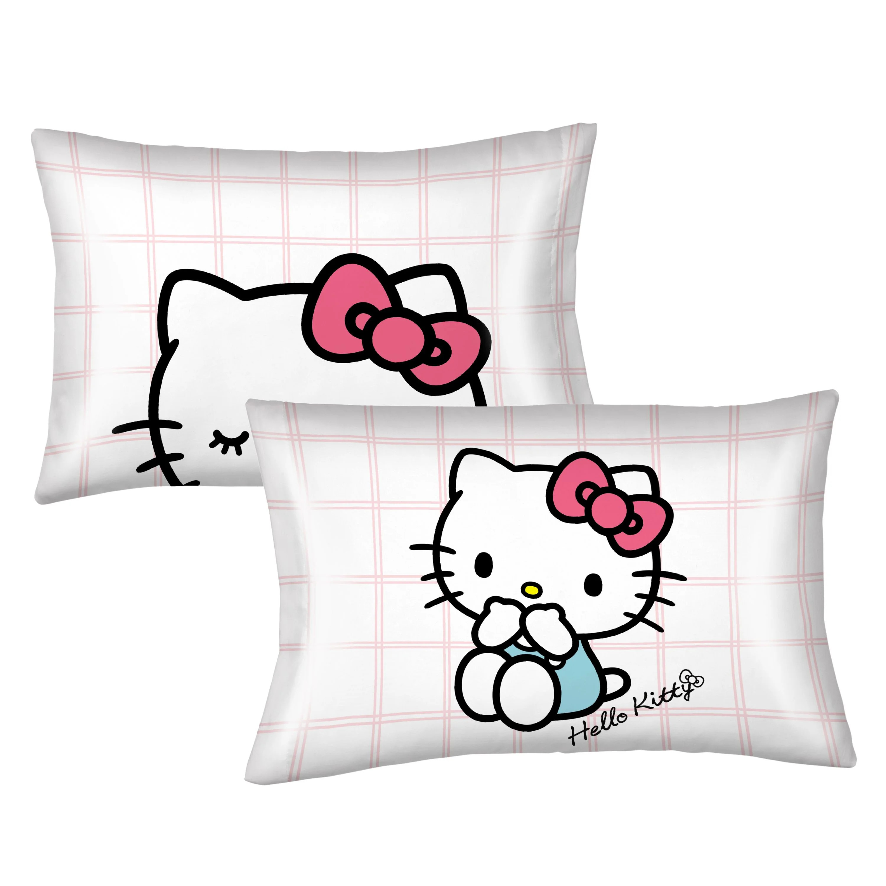 Hello Kitty Pink Plaid Reversible Silky Satin Pillowcase, Standard Size, 1-Pack | Walmart (US)