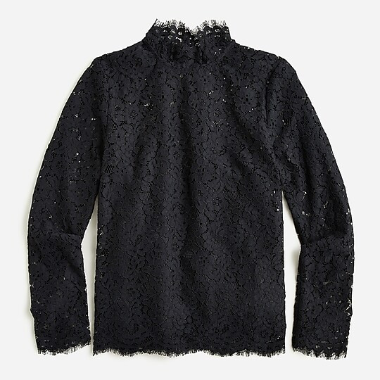 Scalloped lace mockneck top | J. Crew US