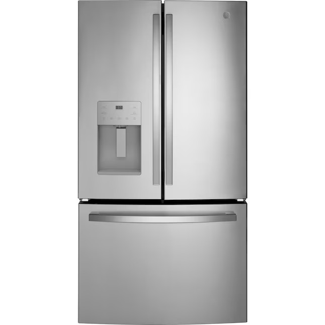 GE 25.6-cu ft French Door Refrigerator with Ice Maker, Water and Ice Dispenser (Fingerprint-resis... | Lowe's