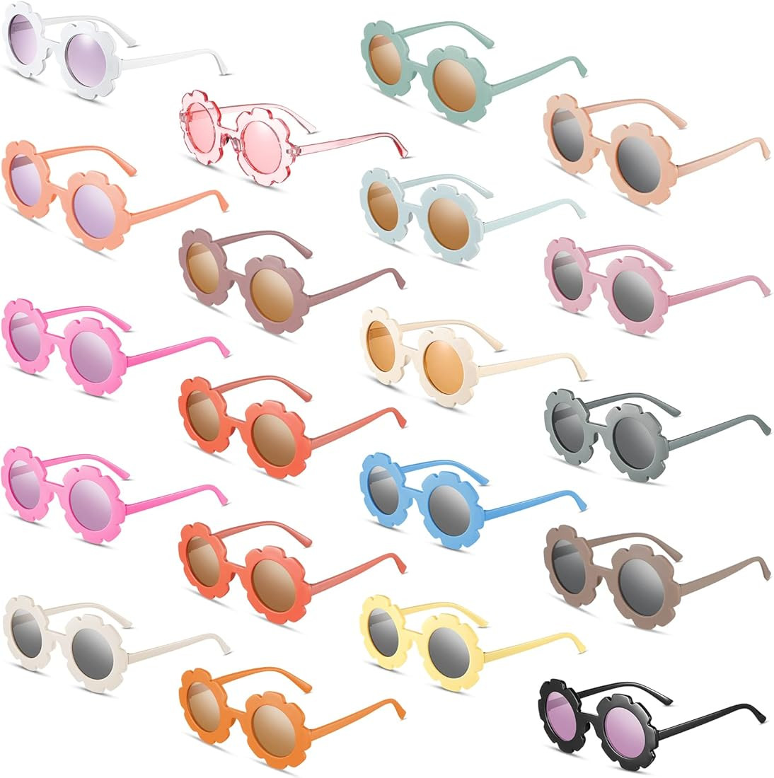 20 Pieces Round Flower Sunglasses Girls Flower Shaped Sunglasses Cute Outdoor Beach Eyewear for K... | Amazon (US)