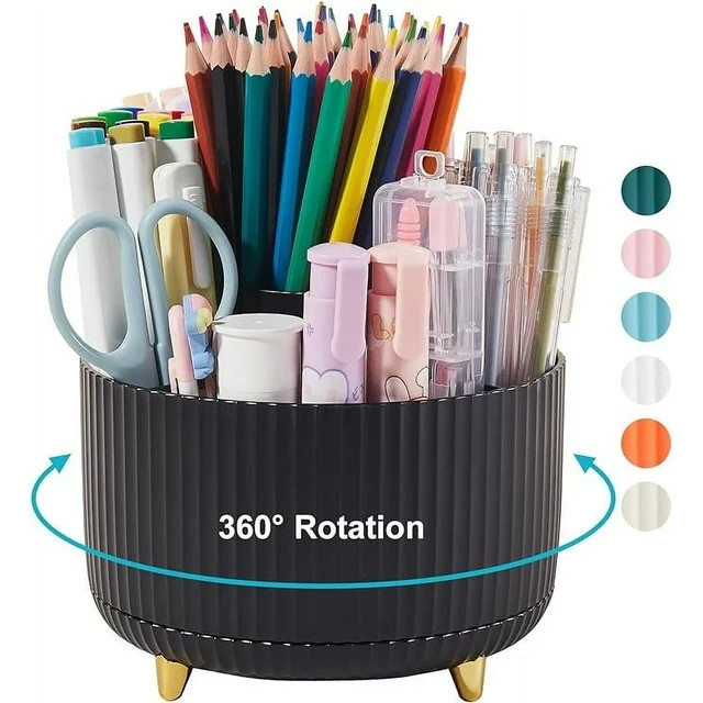 Lolocor Desk 360 Degree Rotating Pencil Holder, 5 Count，Black | Walmart (US)