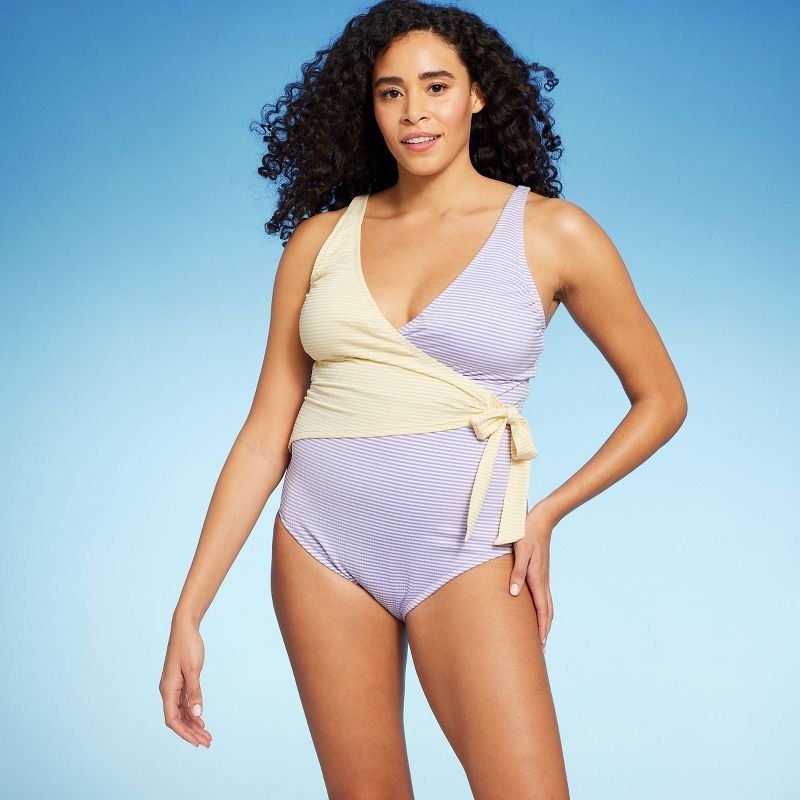 Women's Seersucker Wrap One Piece Swimsuit - Kona Sol™ Multi | Target