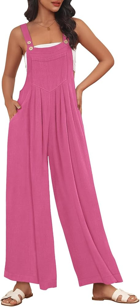 AUTOMET Womens Jumpsuits Overalls Wide Leg Casual Summer Outfits Rompers Jumpers Sleeveless Strap... | Amazon (US)