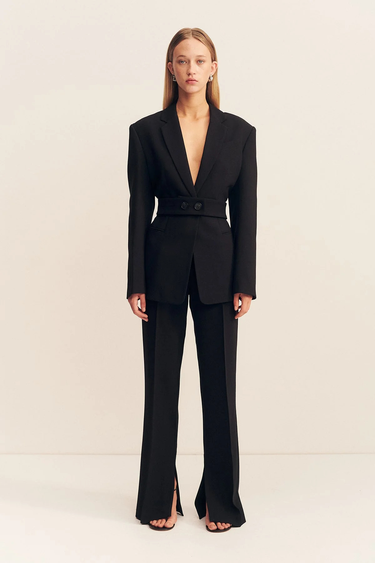 Irena Hourglass Single Breasted Blazer With Belt | Black | Outerwear | Shona Joy | Shona Joy