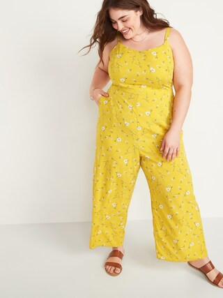 Floral-Print V-Neck Sleeveless Plus-Size Cami Jumpsuit | Old Navy (US)