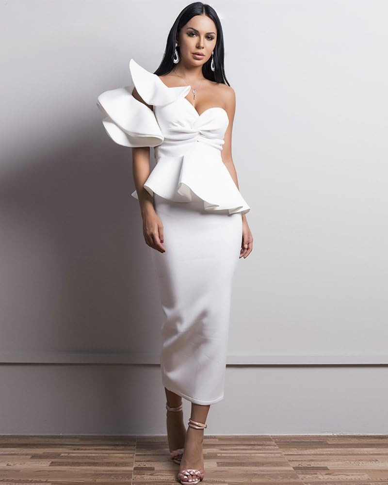 Miss ord Sexy Spring and Summer One-Shoulder Backless Dresses Female Elegant Ruffle Mermaid Dress | Amazon (US)