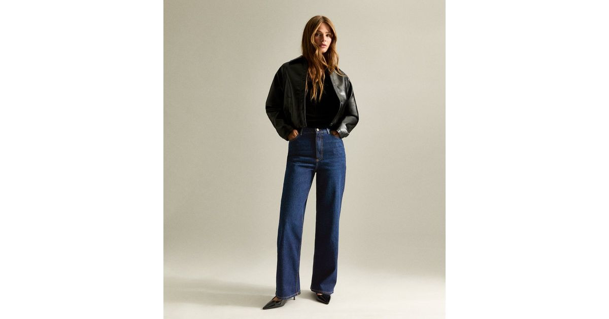 Dark Blue Adalae High Waisted Wide Leg Jeans | New Look | New Look (UK)